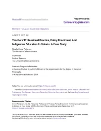 Teachers' Professional Practice, Policy Enactment, and Indigenous