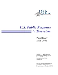 U.S. Public Response to Terrorism