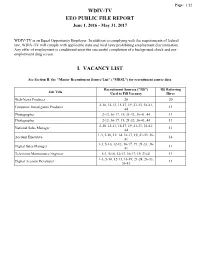 Wdiv-Tv Eeo Public File Report I. Vacancy List