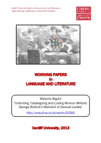 WORKING PAPERS in LANGUAGE and LITERATURE