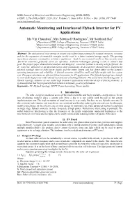 Automatic Monitoring and Interleaved Flyback Inverter for PV Applications