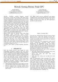 Metode Sorting Bitonic Pada GPU