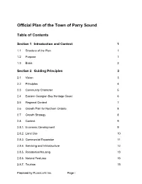 Official Plan of the Town of Parry Sound