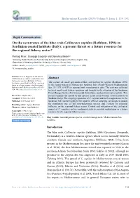On the Occurrence of the Blue Crab Callinectes Sapidus (Rathbun, 1896)