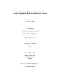 Causal Inference Using Educational Observational Data: Statistical Bias Reduction Methods and Multilevel Data Extensions