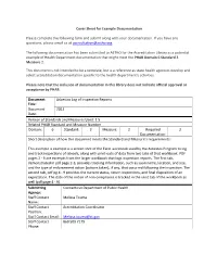 Cover Sheet for Example Documentation Please Complete