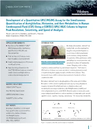 Development of a Quantitative UPLC/MS/MS Assay for the Simultaneous Quantification of Acetylcholine, Histamine, and Their Metabo