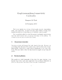 Graph Isomorphism/Connectivity Cardinality