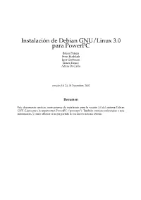 Instalación De Debian GNU/Linux 3.0 Para Powerpc