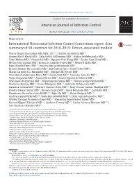 International Nosocomial Infection Control Consortium Report, Data Summary of 50 Countries for 2010-2015: Device-Associated Module