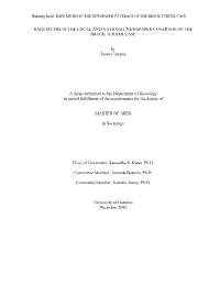 RAPE MYTHS in the LOCAL and NATIONAL NEWSPAPER COVERAGE of the BROCK TURNER CASE by Juana Campos a Thesis Submitted to the Depar