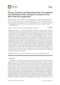 Sesame, Pistachio, and Macadamia Nut: Development and Validation of New Allergenic Systems for Fast Real-Time PCR Application