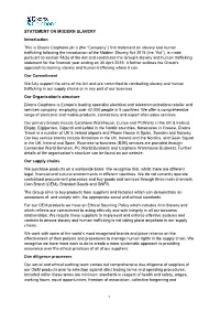 STATEMENT on MODERN SLAVERY Introduction