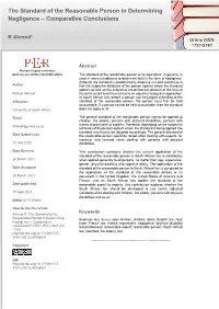 The Standard of the Reasonable Person in Determining Negligencer AHMED– Comparative Conclusionsper / PELJ 2021 (24) 1