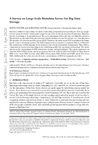 A Survey on Large Scale Metadata Server for Big Data Storage