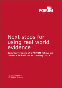 Next Steps for Using Real World Evidence
