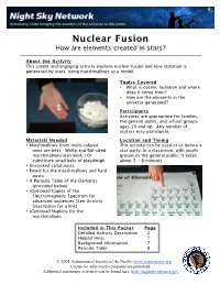 Nuclear Fusion: How Are Elements Created in Stars?
