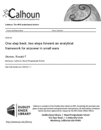 One Step Back, Two Steps Forward an Analytical Framework for Airpower in Small Wars