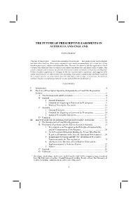 The Future of Prescriptive Easements in Australia and England