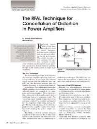 The RFAL Technique for Cancellation of Distortion in Power Amplifiers