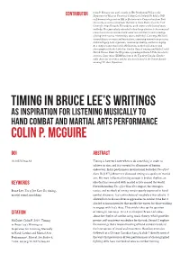 Timing in Bruce Lee's Writings COLIN P. Mcguire