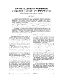 Toward an Automated Vulnerability Comparison of Open Source IMAP Servers Chaos Golubitsky – Carnegie Mellon University