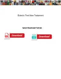 Eclectic Text New Testament
