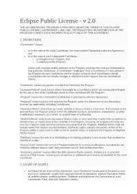 Eclipse Public License - V 2.0 the ACCOMPANYING PROGRAM IS PROVIDED UNDER the TERMS of THIS ECLIPSE PUBLIC LICENSE (“AGREEMENT”)