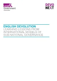 English Devolution: Learning Lessons from International Models of Sub