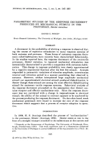 Journal of Neurobiology, Parametric Studies of The