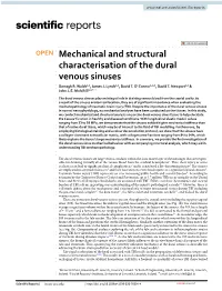 Mechanical and Structural Characterisation of the Dural Venous Sinuses Darragh R
