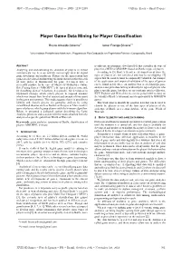 Player Game Data Mining for Player Classification