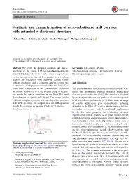 Synthesis and Characterization of Meso-Substituted A2B Corroles with Extended P-Electronic Structure