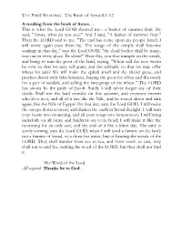 The Book of Amos 8:1-12 a Reading from the Book Of