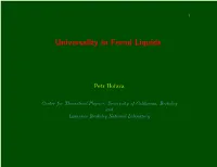 Universality in Fermi Liquids