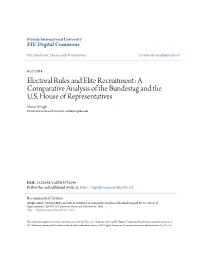 Electoral Rules and Elite Recruitment: a Comparative Analysis of the Bundestag and the U.S
