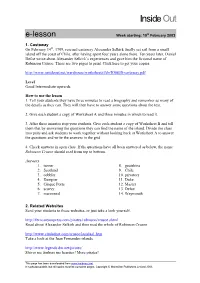 Inside out E-Lesson Week Starting: 10Th February 2003