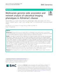 Multivariate Genome Wide Association and Network Analysis of Subcortical Imaging Phenotypes in Alzheimer's Disease