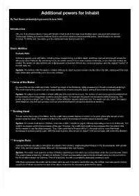 Additional Powers for Inhabit