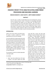 Cracked Cricket Pitch Analysis (Ccpa) Using Image Processing and Machine Learning