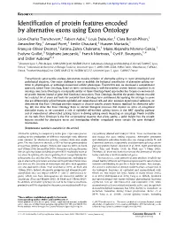 Identification of Protein Features Encoded by Alternative Exons Using Exon Ontology