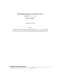Multifrontal Massively Parallel Solver (MUMPS 4.8.4) Users' Guide