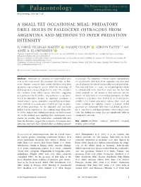 Predatory Drill Holes in Paleocene Ostracods from Argentina and Methods to Infer Predation Intensit