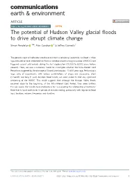 The Potential of Hudson Valley Glacial Floods to Drive Abrupt Climate Change