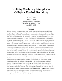 Utilizing Marketing Principles in Collegiate Football Recruiting