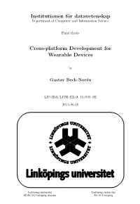 Institutionen För Datavetenskap Cross-Platform Development For