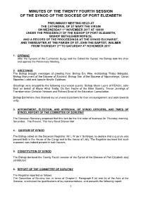 Minutes of the Twenty Fourth Session of the Synod of the Diocese of Port Elizabeth