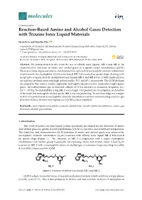 Reaction-Based Amine and Alcohol Gases Detection with Triazine Ionic