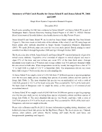 Summary of Fish Catch Results for James Island E and James Island W, 2008 and 2009