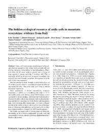 The Hidden Ecological Resource of Andic Soils in Mountain Ecosystems: Evidence from Italy
